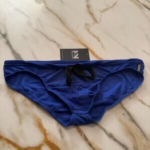 NEW N2N Bodywear Men Catalina X Swim Brief Mesh See Thru Color Blue Size Medium